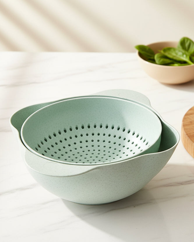 2 in 1 - Abtropfsieb und Waschschüssel für Gemüse, Obst uvm.